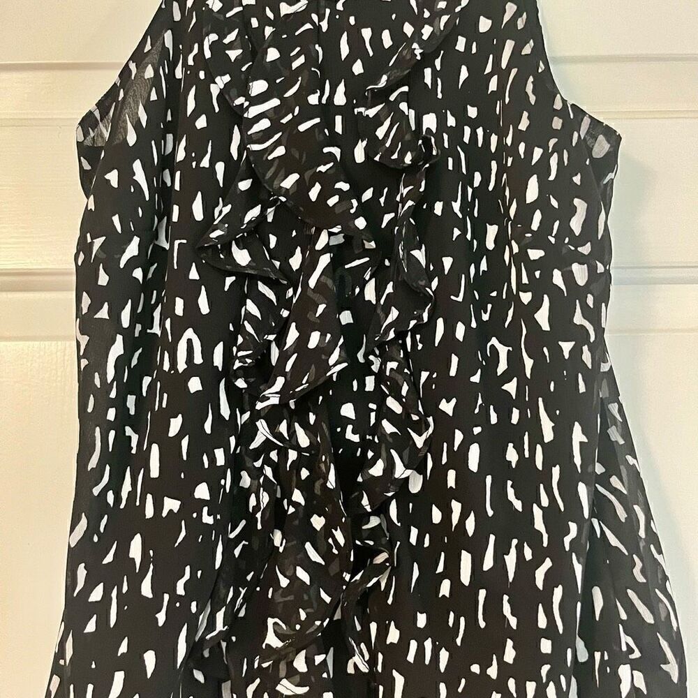 Merona Halter Black White Ruffle Blouse Small - Picture 2 of 11
